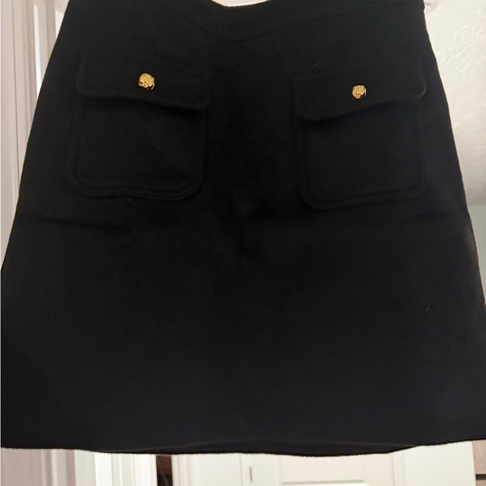 LOFT Black Mini Skirt with Gold Buttons